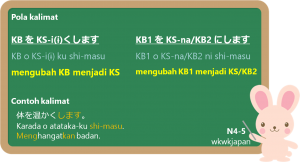 KS-i (ku) / KS-na/KB (ni) + shi-masu
