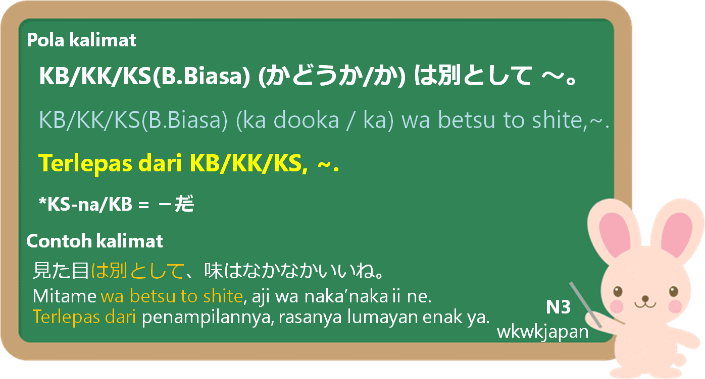 は別として / は別にして (wa betsu to shite / wa betsu ni shjte) dalam Bahasa ...