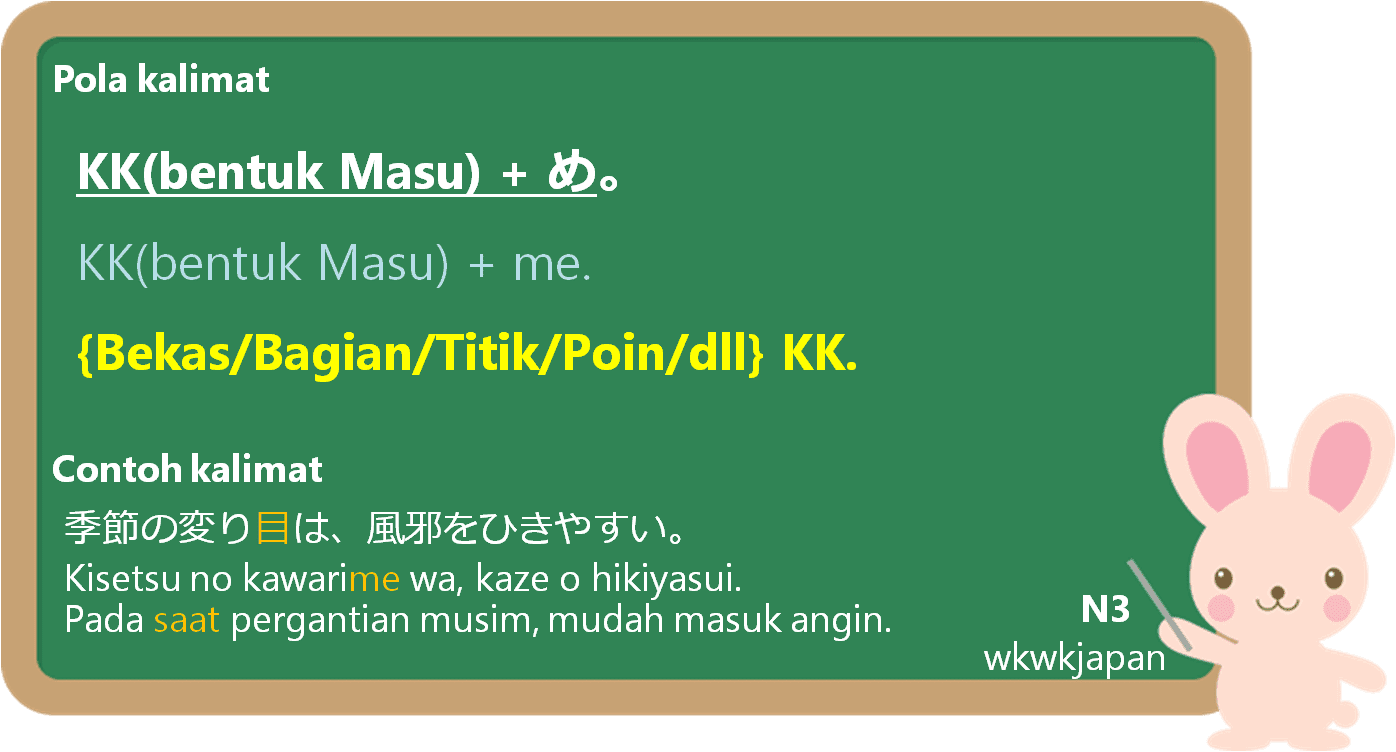 ~め (me) dalam Bahasa Jepang | Belajar Bahasa Jepang Online | wkwkjapan
